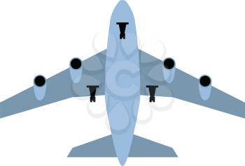 Airplane takeoff icon front view. Flat color design. Vector illustration.