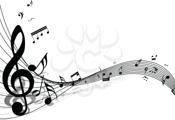 Musical note staff. EPS 10 vector illustration with transparency.