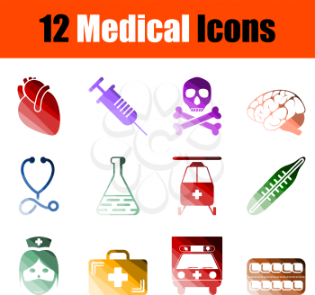 Medical Icon Set. Flat Color Ladder Design. Vector Illustration.