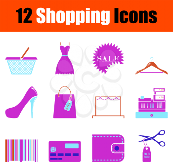 Set of Shopping Icons. Modern Color Stencil Design. Vector Illustration.