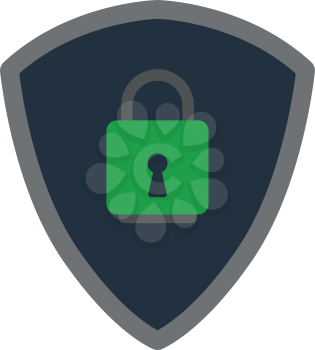 Data Security Icon. Shield with Lock. Flat color design. Data series. Vector illustration.