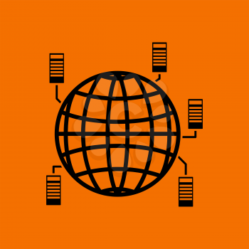 Big Data Icon. Black on Orange background. Vector illustration.