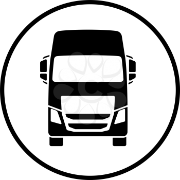 Truck icon front view. Thin Circle Stencil Design. Vector Illustration.