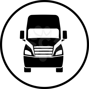 Truck icon front view. Thin Circle Stencil Design. Vector Illustration.