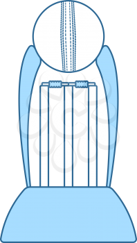Cricket Cup Icon. Thin Line With Blue Fill Design. Vector Illustration.