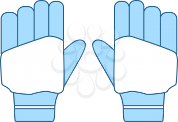 Pair Of Cricket Gloves Icon. Thin Line With Blue Fill Design. Vector Illustration.