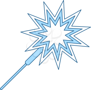Party Sparkler Icon. Thin Line With Blue Fill Design. Vector Illustration.