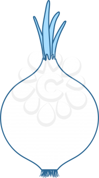 Onion Icon. Thin Line With Blue Fill Design. Vector Illustration.