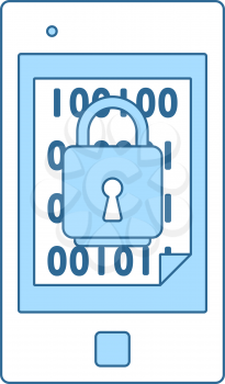 Mobile Security Icon. Thin Line With Blue Fill Design. Vector Illustration.