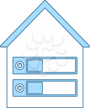 Datacenter Icon. Thin Line With Blue Fill Design. Vector Illustration.