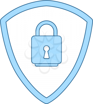 Data Security Icon. Thin Line With Blue Fill Design. Vector Illustration.