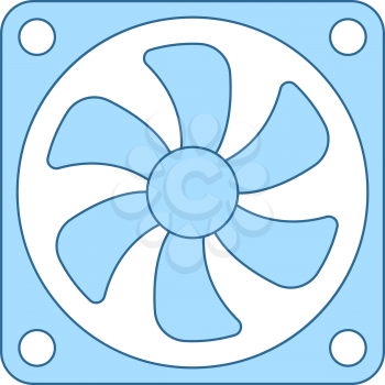 Fan Icon. Thin Line With Blue Fill Design. Vector Illustration.