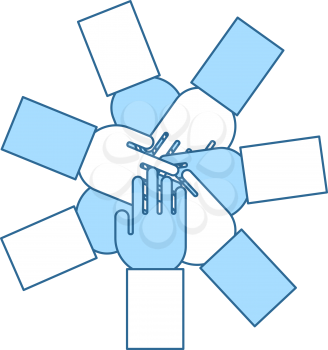 Unity And Teamwork Icon. Thin Line With Blue Fill Design. Vector Illustration.