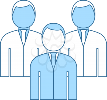 Corporate Team Icon. Thin Line With Blue Fill Design. Vector Illustration.