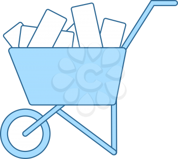 Icon Of Construction Cart. Thin Line With Blue Fill Design. Vector Illustration.