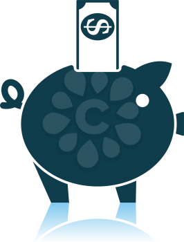 Piggy Bank Icon. Shadow Reflection Design. Vector Illustration.