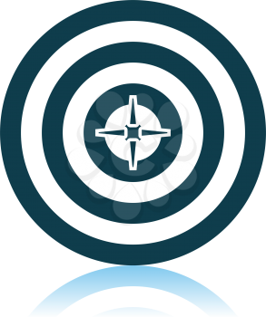 Target With Dart In Center Icon. Shadow Reflection Design. Vector Illustration.