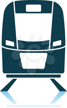 Train Icon Front View. Shadow Reflection Design. Vector Illustration.
