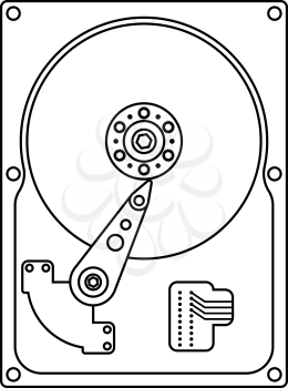 HDD Icon. Outline Simple Design With Editable Stroke. Vector Illustration.