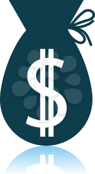 Money Bag Icon. Shadow Reflection Design. Vector Illustration.
