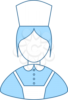 Hotel Maid Icon. Thin Line With Blue Fill Design. Vector Illustration.