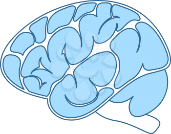 Brain Icon. Thin Line With Blue Fill Design. Vector Illustration.