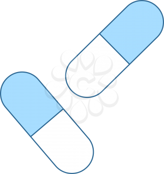 Pills Icon. Thin Line With Blue Fill Design. Vector Illustration.