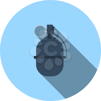 Attack Grenade Icon. Flat Circle Stencil Design With Long Shadow. Vector Illustration.