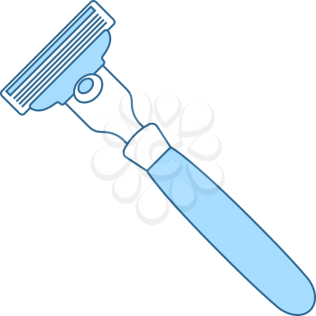 Safety Razor Icon. Thin Line With Blue Fill Design. Vector Illustration.