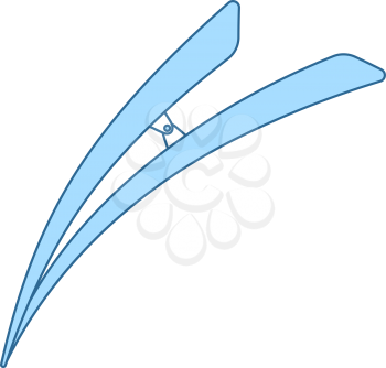 Hair Clip Icon. Thin Line With Blue Fill Design. Vector Illustration.