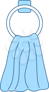 Hand Towel Icon. Thin Line With Blue Fill Design. Vector Illustration.