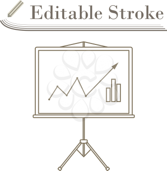 Analytics Stand Icon. Editable Stroke Simple Design. Vector Illustration.