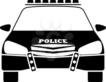 Police Icon Front View. Black on White. Vector Illustration.