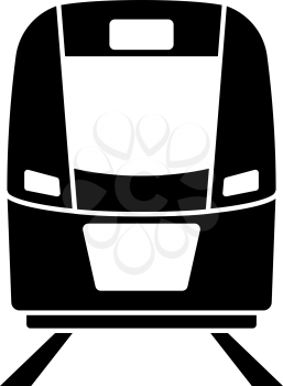 Train Icon Front View. Black on White. Vector Illustration.