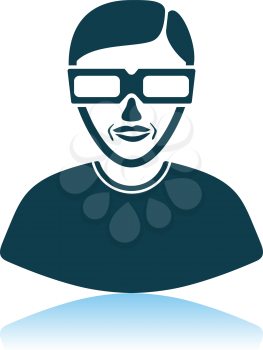 Man With 3d Glasses Icon. Shadow Reflection Design. Vector Illustration.