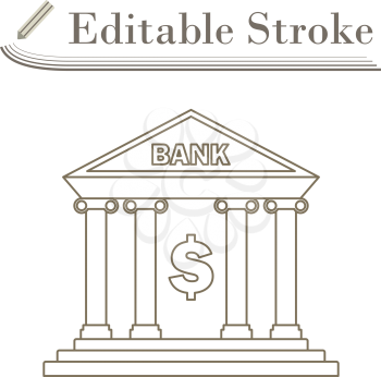 Bank Icon. Editable Stroke Simple Design. Vector Illustration.
