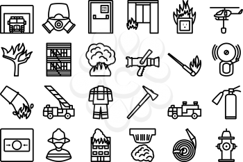 Fire Icon Set. Bold outline design with editable stroke width. Vector Illustration.