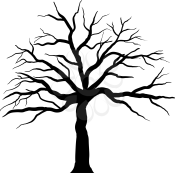 Halloween Cartoon Tree. Black Simple Design. Vector illustration.
