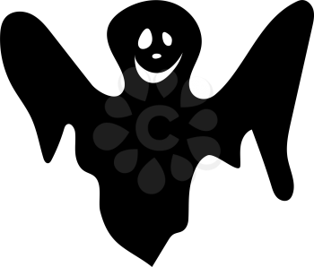 Cartoon Ghost Over White Background for Creating Halloween Designs.  Vector illustration.