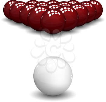 Snooker pyramid  shiny balls on white background. Vector illustration.