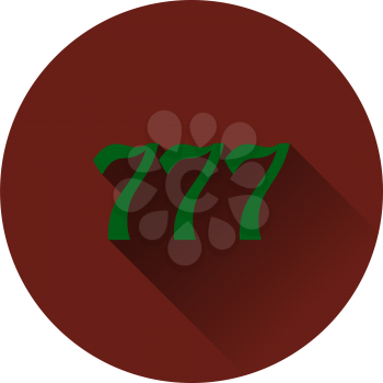 777 Icon. Flat Circle Stencil Design With Long Shadow. Vector Illustration.