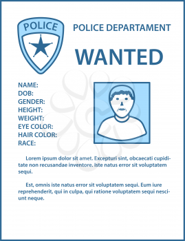 Wanted Poster Icon. Thin Line With Blue Fill Design. Vector Illustration.