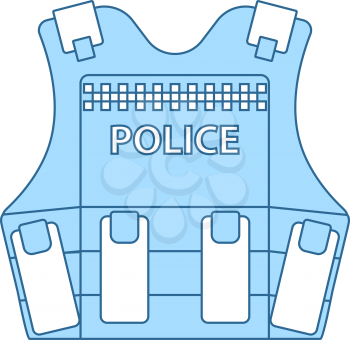 Police Vest Icon. Thin Line With Blue Fill Design. Vector Illustration.