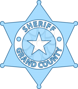 Sheriff Badge Icon. Thin Line With Blue Fill Design. Vector Illustration.