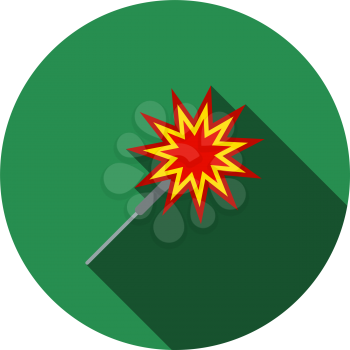 Party Sparkler Icon. Flat Circle Stencil Design With Long Shadow. Vector Illustration.