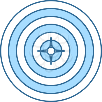 Target With Dart In Center Icon. Thin Line With Blue Fill Design. Vector Illustration.