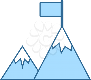 Mission Icon. Thin Line With Blue Fill Design. Vector Illustration.