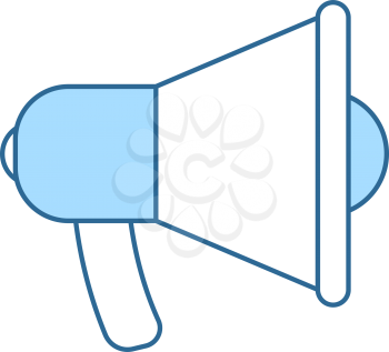 Promotion Megaphone Icon. Thin Line With Blue Fill Design. Vector Illustration.