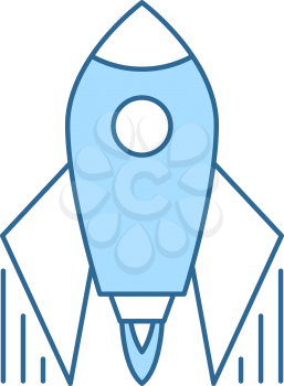Startup Rocket Icon. Thin Line With Blue Fill Design. Vector Illustration.