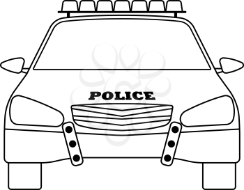 Police Car Icon. Outline Simple Design. Vector Illustration.